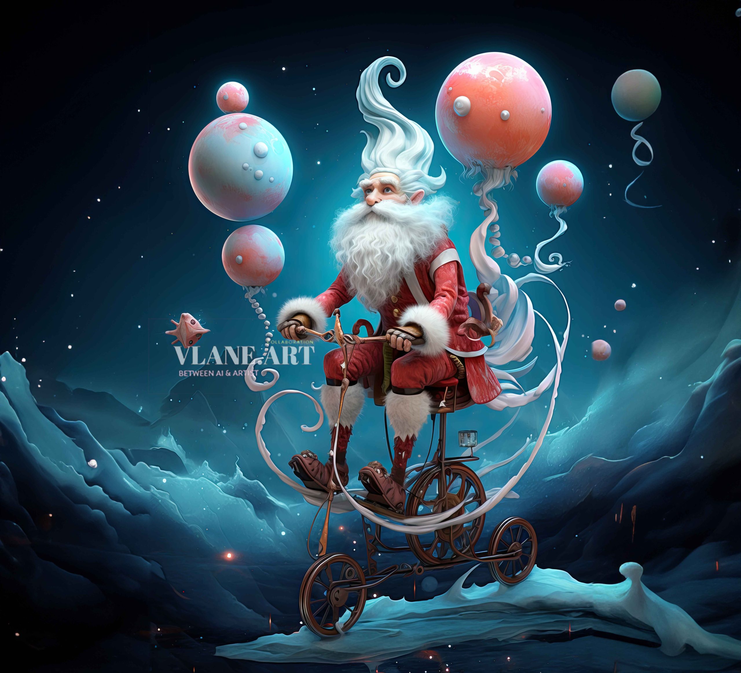 Whimsical Santa Landscape and Square Format